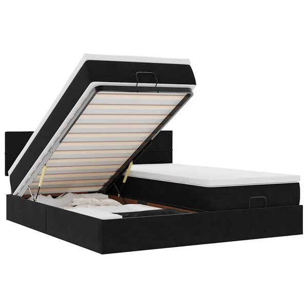 VidaXL Cadre de lit ottoman avec matelas noir 200x200cm velours