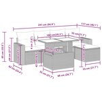 vidaXL Salon de jardin 6 Pièces avec coussins noir résine tressée acacia