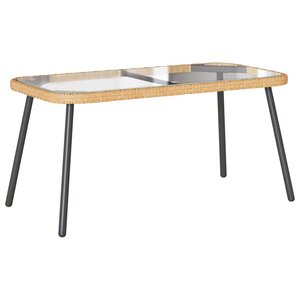 vidaXL Table basse Marron et Noir 90 x 45 x 43 cm Poly Rattan et verre