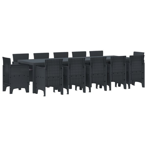 Ensemble de Salle à Manger de Jardin vidaXL 13 pièces avec coussins anthracite poly rattan