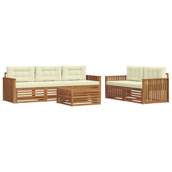 vidaXL Ensemble de canapés d'extérieur 6 pc Naturel et Crème