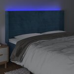 vidaXL Tête de lit à LED Bleu foncé 163x16x118/128 cm Velours