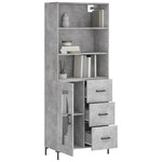 vidaXL Buffet haut Gris béton 69 5x34x180 cm Bois d'ingénierie