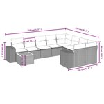 vidaXL Salon de jardin avec coussins 10 Pièces gris résine tressée