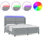 vidaXL Lit ressorts avec matelas et lumière LED gris clair 200 x 200 cm  en tissu.