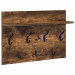 vidaXL Porte-manteau mural avec étagère Chêne fumé 60 x 40 x 12 cm