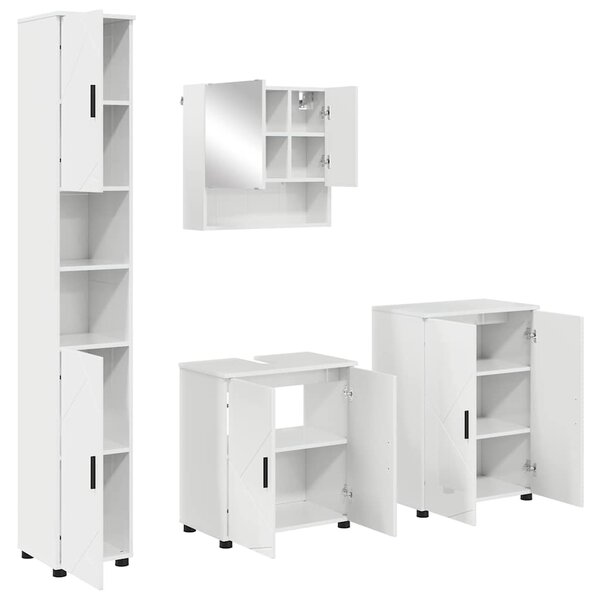 vidaXL Ensemble de mobilier de salle de bain 4 Pièces Blanc brillant