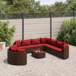 vidaXL Salon de jardin 10 Pièces avec coussins marron résine tressée