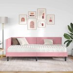 vidaXL Cadre de lit d'angle avec matelas 2 pc Rose 80 x 200 cm Velours