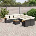 vidaXL Salon de jardin 9 Pièces avec coussins noir résine tressée