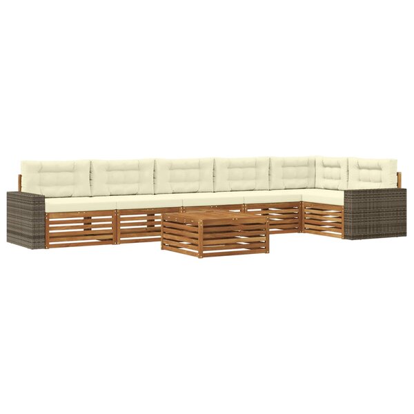 vidaXL Ensemble de canapés d'extérieur 7 pc Naturel et Crème Polyester