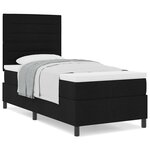 vidaXL Lit à ressort avec matelas noir 100x200 cm tissu