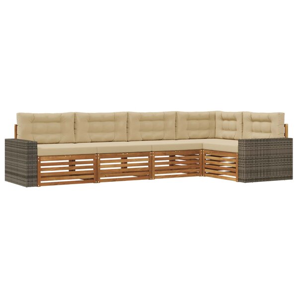 vidaXL Ensemble de canapés d'extérieur 5 pc Naturel et Beige Polyester