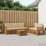 vidaXL Ensemble de canapés d'extérieur 6 pc Naturel et Beige
