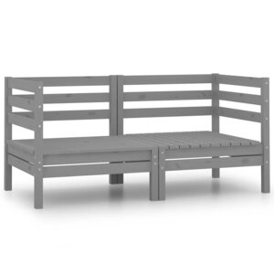 vidaXL Canapés d'angle de jardin 2 Pièces gris bois de pin massif