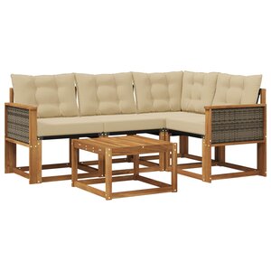 vidaXL Ensemble de canapés d'extérieur 5 pc Naturel et Beige