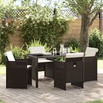 vidaXL Ensemble de salle à manger de jardin 5 pièces avec coussins en poly rattan marron