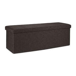 Banquette de rangement pliable avec grille de séparation 38 5 x 110 x 37 5 cm en tissu gris 13_0007774