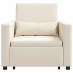 vidaXL Canapé Lit Simple Blanc crème 90 x 165 x 87 cm Lin