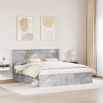 vidaXL Cadre de lit avec tête de lit Béton 180 x 200 cm Pin massif