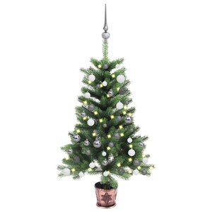 vidaXL Arbre de Noël artificiel pré-éclairé et boules 90 cm vert