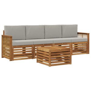 vidaXL Ensemble de canapés d'extérieur 5 pc Naturel et gris clair