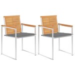 vidaXL Chaises de jardin avec coussins 2 Pièces Teck solide et acier