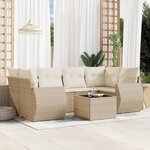vidaXL Salon de jardin avec coussins 7 Pièces beige résine tressée