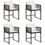 vidaXL Chaises de jardin avec coussins lot de 4 marron résine tressée