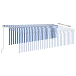 vidaXL Auvent rétractable manuel avec store 5x3 m Bleu et blanc