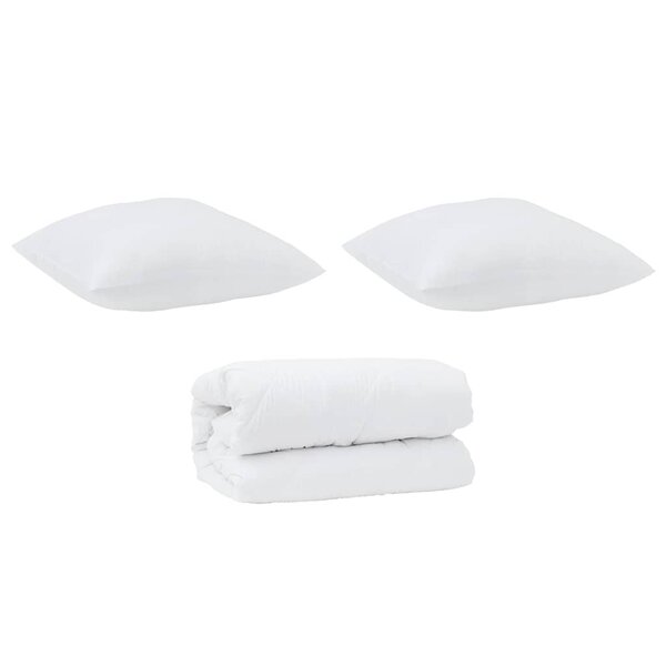 vidaXL Couette avec oreiller 3 Pièces Blanc Microfibre