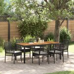 vidaXL Ensemble de salle à manger de jardin de 7 pièces avec coussins en poly rattan noir