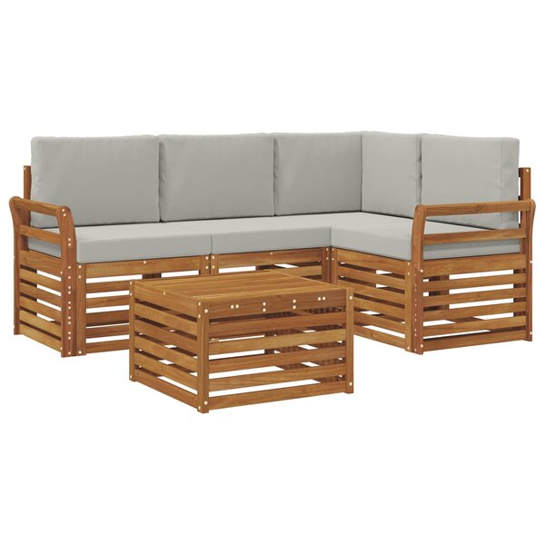 vidaXL Ensemble de canapés d'extérieur 5 pc Gris Naturel et Clair