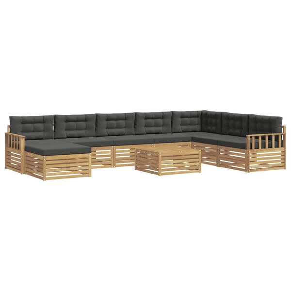 vidaXL Ensemble de canapés d'extérieur 9 pc Blanc et anthracite
