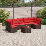 vidaXL Salon de jardin 8 Pièces avec coussins marron résine tressée