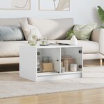 vidaXL Table basse avec portes en verre blanc 68x50x42 cm