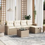 vidaXL Salon de jardin avec coussins 6 Pièces beige résine tressée