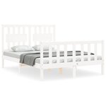 vidaXL Cadre de lit avec tête de lit blanc 140x190 cm bois massif