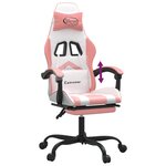 vidaXL Chaise de jeu avec repose-pied Blanc et rose Similicuir