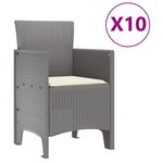 Ensemble de Salle à Manger de Jardin vidaXL de 11 Pièces avec Coussins Gris Clair Poly Rattan