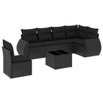 vidaXL Salon de jardin 7 Pièces avec coussins noir résine tressée