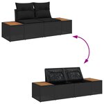 vidaXL Ensemble de canapé de jardin 5 pièces avec coussins Noir Poly Rattan Acacia