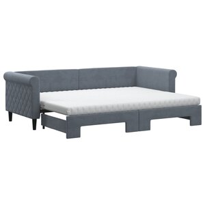 vidaXL Lit de jour avec gigogne et matelas gris foncé 80x200cm velours
