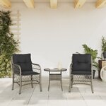 vidaXL Chaises de jardin avec coussins lot de 2 gris résine tressée