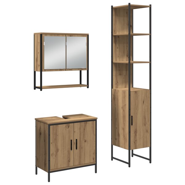 vidaXL Ensemble de meubles de salle de bain 3 pièces en chêne artisanal en bois d'ingénierie