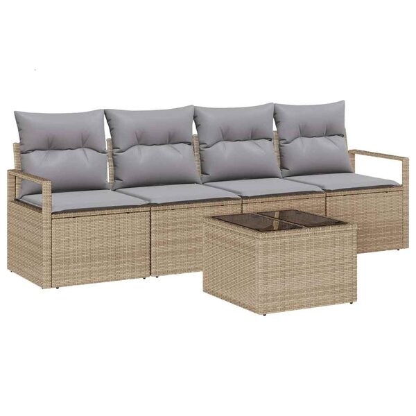 vidaXL Ensemble de canapé de jardin 5 Pièces Beige et gris