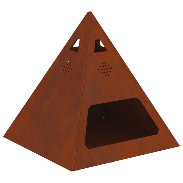 vidaXL Foyer de cheminée Marron 50 x 50 x 51 cm Acier patiné