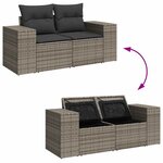 vidaXL Salon de jardin 9 Pièces avec coussins gris résine tressée