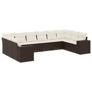 vidaXL Salon de jardin 10 Pièces avec coussins marron résine tressée