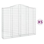 vidaXL Paniers à gabions arqués 5 Pièces 200x30x160/180 cm Fer galvanisé